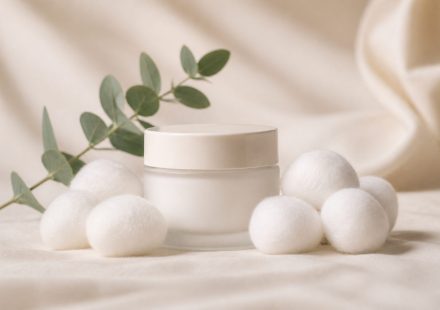 Hypoallergenic cream jar with cotton balls - illustration for Common Skin Allergies and How to Prevent Them