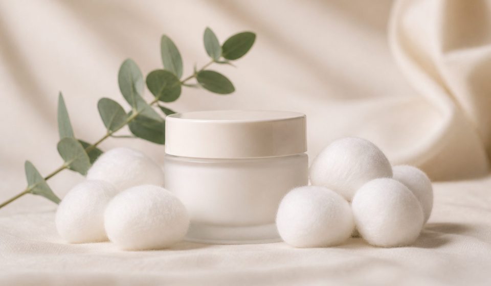 Hypoallergenic cream jar with cotton balls - illustration for Common Skin Allergies and How to Prevent Them