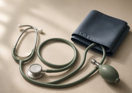 Stethoscope and blood pressure cuff on table - illustration for Health Check‑Up Packages: What You Really Need