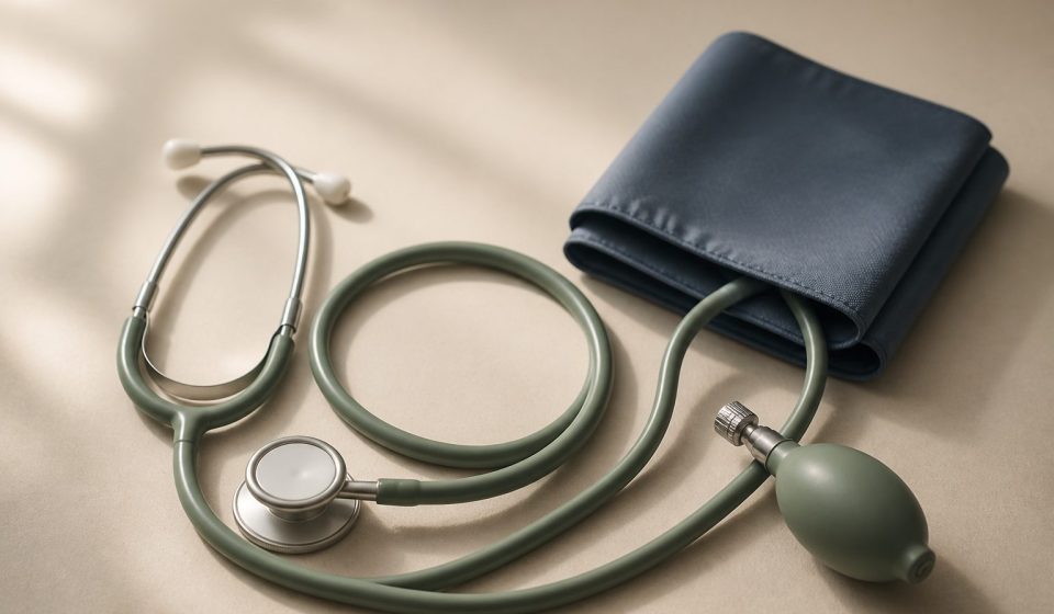 Stethoscope and blood pressure cuff on table - illustration for Health Check‑Up Packages: What You Really Need