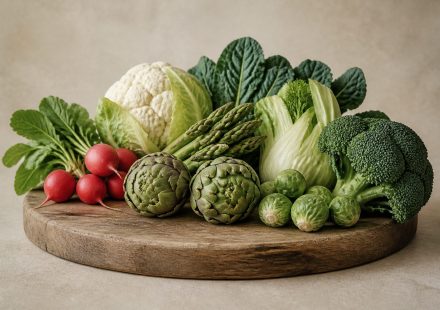 Assorted fresh vegetables on wooden cutting board - illustration for Healthy Meal Planning for Families