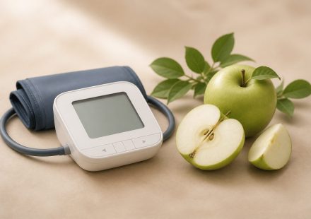 Blood pressure monitor with fresh green apples - illustration for High Blood Pressure: Early Signs You Should Never Ignore and How to Protect Your Heart Health