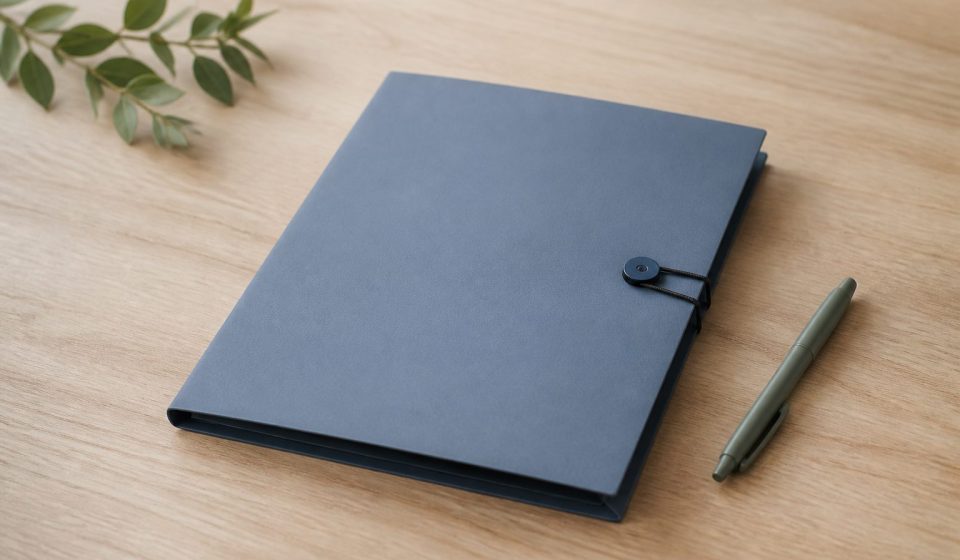 Closed folder on wooden desk with pen - illustration for How Clinics Handle Patient Privacy and Confidentiality