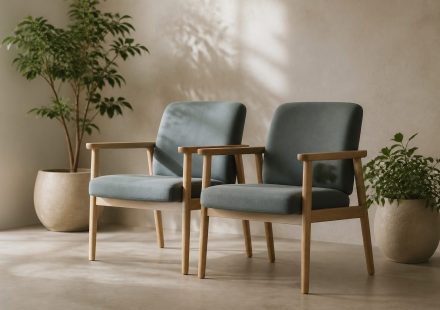 Waiting room chairs with healthy plants nearby - illustration for How healthcare clinics help build healthier communities