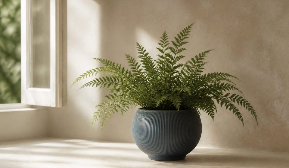 Potted fern near an open window - illustration for How indoor air quality impacts comfort and ways to improve it