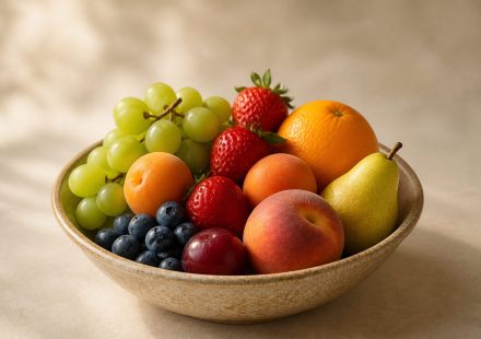 A bowl of assorted fresh colorful fruits - illustration for How Nutrition Affects Your Skin Health and Natural Glow