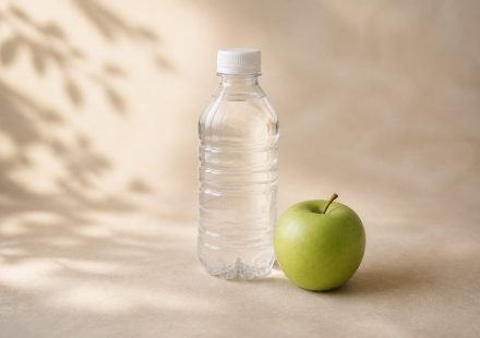Vitamins water bottle and fresh apple on table - illustration for How preventive care boosts your long-term health and wellness