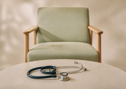 Waiting room chair with a stethoscope on table - illustration for How Regular Clinic Visits Improve Overall Wellness