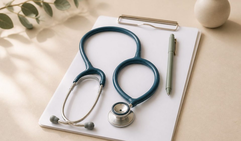 Stethoscope on white medical clipboard with pen - illustration for How Regular Health Checkups Can Help Detect Diseases Early and Improve Long-Term Health