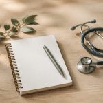 Wooden table with stethoscope and notepad - illustration for How Rural Clinics Are Bridging the Healthcare Gap