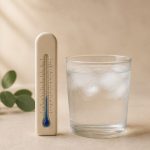 A thermometer beside a glass of ice water - illustration for How Temperature Extremes Challenge the Human Body