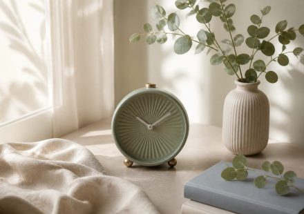 Alarm clock beside window with morning light - illustration for How your body responds to jet lag after crossing time zones