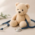 Stethoscope and child-sized teddy bear on table - illustration for How to Choose the Right Pediatrician for Your Child: A Complete Parent’s Guide to Finding the Best Healthcare Partner