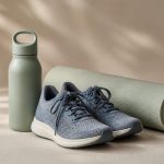 Running shoes water bottle and yoga mat - illustration for How to Stay Active Without Going to the Gym