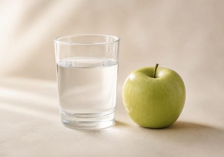 Glass of water next to fresh green apple - illustration for Kidney Health: When to Check Creatinine and Other Tests