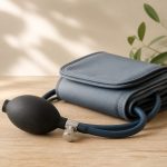 Blood pressure cuff resting on wooden table - illustration for Why knowing your health numbers matters for better care