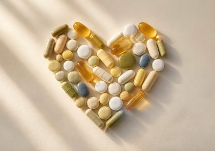 Colorful vitamins arranged in a heart shape - illustration for how personalized wellness plans can improve your health and lifespan