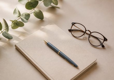 Notepad pen and eyeglasses on table - illustration for Questions to Ask Your Doctor During an Appointment