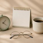 Alarm clock, calendar, cup of coffee, eyeglasses - illustration for Should you schedule cancer screenings earlier than recommended?