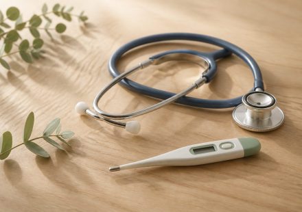 Stethoscope and thermometer on wooden table - illustration for How early disease detection saves lives and improves outcomes