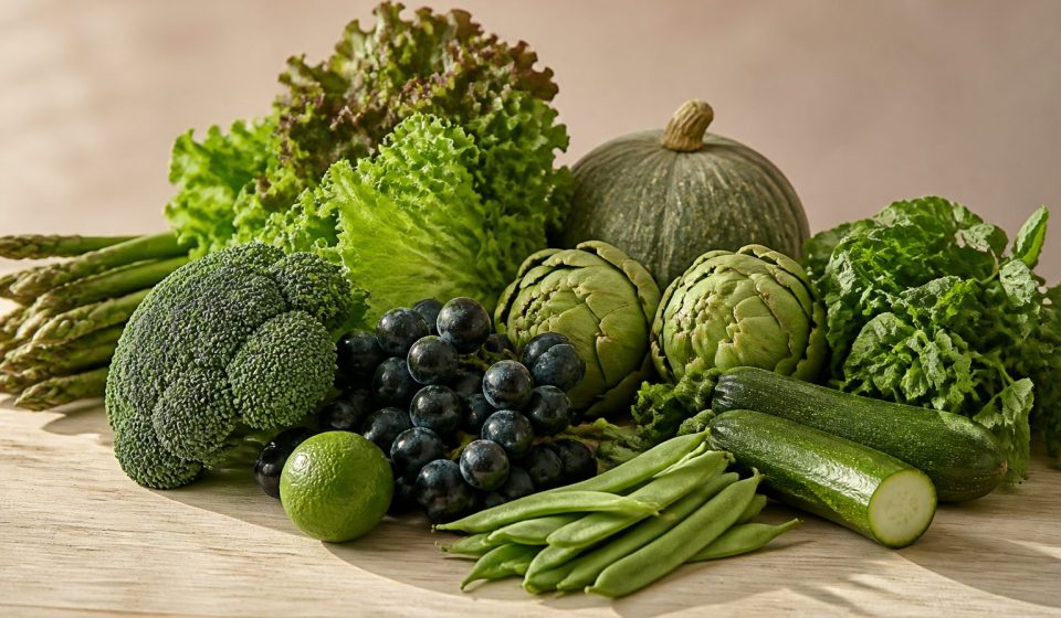 Fresh fruits and vegetables on wooden table - illustration for how nutrition plays a key role in preventive medicine and health