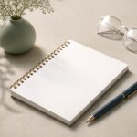 Desk with notepad pen and glasses - illustration for The Role of Social Workers in Clinic-Based Healthcare