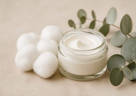 Jar of soothing cream beside cotton balls - illustration for Understanding eczema symptoms and how to manage them for healthy skin