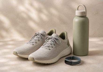 Running shoes water bottle and fitness tracker - illustration for Understanding How the Body Adapts to Physical Activity