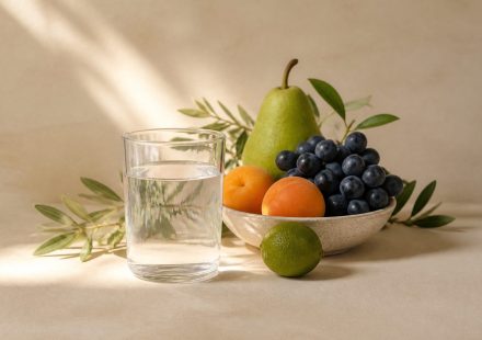 Fresh fruits and a glass of water - illustration for How preventive medicine helps you stay healthy longer