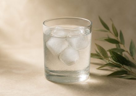 Glass of water with melting ice cubes - illustration for How heat and humidity impact your body’s health response