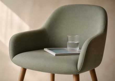 Waiting room chair with magazine and water cup - illustration for What to Expect During Your First Clinic Visit