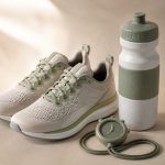 Running shoes water bottle and stopwatch - illustration for Why changes in exercise tolerance signal a need for safer fitness