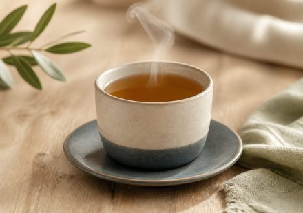 Cup of steaming tea on wooden table - illustration for How temperature, humidity, and airflow affect your physical comfort