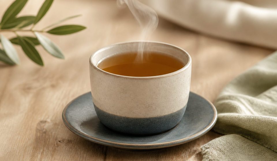 Cup of steaming tea on wooden table - illustration for How temperature, humidity, and airflow affect your physical comfort