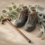 Walking cane beside sturdy hiking boots - illustration for Why setting realistic milestones is key to physical recovery success