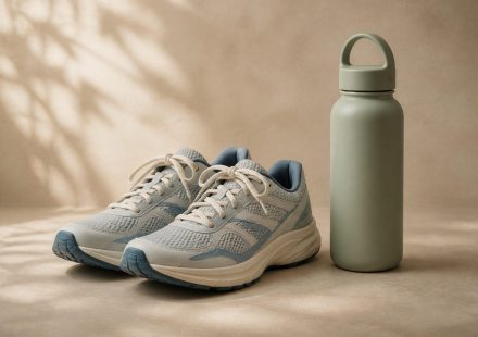 Water bottle beside a pair of running shoes - illustration for Why physical and mental recovery feel different and how you recharge