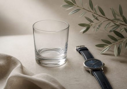 Empty glass of water and wristwatch - illustration for Why recovery time varies from person to person