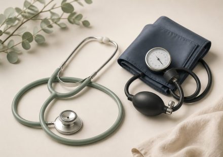 Stethoscope and blood pressure cuff on table - illustration for Why Regular Health Checkups Are Essential for Every Age