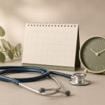Stethoscope next to a calendar and clock - illustration for Why Regular Health Checkups Are Essential for Every Family