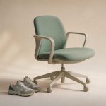 Office chair next to a pair of sneakers - illustration for How sitting for long hours affects how your body feels