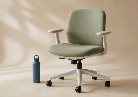 Office chair with a water bottle nearby - illustration for Why Sitting Too Long Is Harmful