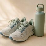 Running shoes next to a water bottle - illustration for Why sudden changes in activity can feel tough on your body