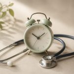 Alarm clock beside a stethoscope on table - illustration for Why Timely Medical Care Saves Lives