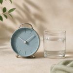 Alarm clock beside a glass of water - illustration for How knowing your sleep pattern can guide lifestyle changes
